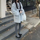 ゆるカワコーデ☆ロングボアジャケット羊羔風スタンドカラー | 17kg | 詳細画像9 