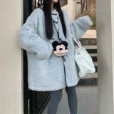 ブルー | ゆるカワコーデ☆ロングボアジャケット羊羔風スタンドカラー | 17kg