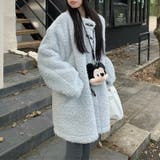 ゆるカワコーデ☆ロングボアジャケット羊羔風スタンドカラー | 17kg | 詳細画像3 