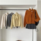 大人っぽく洗練された☆クルーネック黄ニットカーデマフラー2点 | 17kg | 詳細画像1