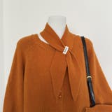 大人っぽく洗練された☆クルーネック黄ニットカーデマフラー2点 | 17kg | 詳細画像3