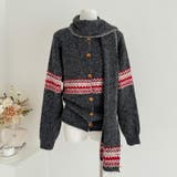 グレー | ゆるカワコーデ☆ジャカードカーデマフラー付保温ニット | 17kg