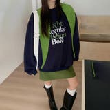 ネイビー | 快適スタイルを実現☆配色ロゴスウェット ゆったりデザイン | 17kg