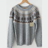 グレー | レトロな学院風柄物！大人気フェアアイル柄ウール混ニットセーター | 17kg