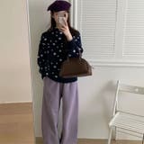 甘辛系ガールズ☆ドット柄フード付厚手ニットセーター大人可愛いトップス | 17kg | 詳細画像2 