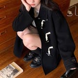 ミレニアル学園風☆牛角ボタンショートコート厚手キルティングウール風アウター | 17kg | 詳細画像2