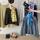 ゆるカワコーデ☆ドット柄ニットカーディガンマフラー付2点セット | 17kg | 詳細画像3