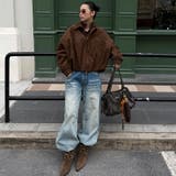 ユニセックス☆ストリート系レトロスエード調スタッズ付きフライトジャケット | 17kg | 詳細画像2 