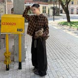 ユニセックス☆ストリート系レトロ配色ブラウン系起毛チェックシャツ | 17kg | 詳細画像5