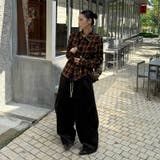 ユニセックス☆ストリート系レトロ配色ブラウン系起毛チェックシャツ | 17kg | 詳細画像6