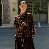 ユニセックス☆ストリート系レトロ配色ブラウン系起毛チェックシャツ | 17kg | 詳細画像3