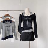 ブラック | 甘辛系ガールズ☆ホルターネックプリント入りトップス假2枚風 | 17kg