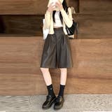 甘辛系ガールズ☆高品質PUレザーショートブーツパンツ五分丈ワイドパンツ | 17kg | 詳細画像5