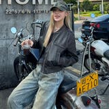 ユニセックス☆手作り色落ち加工ショート丈ライダースジャケットレザージャケット | 17kg | 詳細画像10