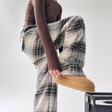 ゆるカワコーデ☆ウール混チェックパンツストレートロングパンツ | 17kg | 詳細画像2 