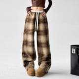 イエロー | ゆるカワコーデ☆ウール混チェックパンツストレートロングパンツ | 17kg