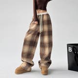 ゆるカワコーデ☆ウール混チェックパンツストレートロングパンツ | 17kg | 詳細画像11 