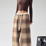 ゆるカワコーデ☆ウール混チェックパンツストレートロングパンツ | 17kg | 詳細画像14 