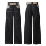 ゆるカワコーデ☆反転着用風パッチワークデニムゆったり弧形セミフレアロングパンツ | 17kg | 詳細画像10 