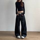 ゆるカワコーデ☆反転着用風パッチワークデニムゆったり弧形セミフレアロングパンツ | 17kg | 詳細画像6 