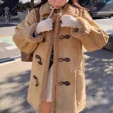 ゆるカワコーデ☆牛角ボタンミドル丈粒感ボアムートン風コート | 17kg | 詳細画像2