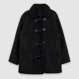 ブラック | ゆるカワコーデ☆牛角ボタンミドル丈粒感ボアムートン風コート | 17kg