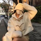 ベージュ | ゆるカワコーデ☆牛角ボタンボアジャケットムートン風アウター | 17kg