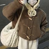 ブラウン | ゆるカワコーデ☆牛角ボタンボアジャケットムートン風アウター | 17kg