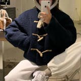 ブルー | ゆるカワコーデ☆牛角ボタンボアジャケットムートン風アウター | 17kg