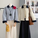 ゆるカワコーデ ダイヤキルト中綿ジャケットショート丈コーデュロイ切替中綿アウター | 17kg | 詳細画像5 