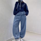 ゆるカワコーデ☆裏起毛裾フリル風フェイクレイヤードスウェットパンツワイドパンツ | 17kg | 詳細画像1 