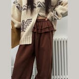 ゆるカワコーデ☆裏起毛裾フリル風フェイクレイヤードスウェットパンツワイドパンツ | 17kg | 詳細画像9 