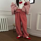 ピンク(裏起毛) | ゆるカワコーデ☆裏起毛裾フリル風フェイクレイヤードスウェットパンツワイドパンツ | 17kg