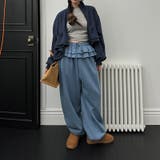 ゆるカワコーデ☆裏起毛裾フリル風フェイクレイヤードスウェットパンツワイドパンツ | 17kg | 詳細画像17 