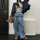 ゆるカワコーデ☆裏起毛裾フリル風フェイクレイヤードスウェットパンツワイドパンツ | 17kg | 詳細画像20 