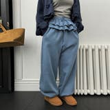 ゆるカワコーデ☆裏起毛裾フリル風フェイクレイヤードスウェットパンツワイドパンツ | 17kg | 詳細画像5 