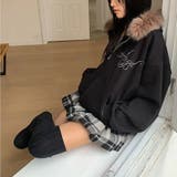 甘辛系ガールズ☆保温裏起毛！大きめファー付き英字ジップパーカーアウター | 17kg | 詳細画像5 