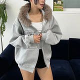 甘辛系ガールズ☆保温裏起毛！大きめファー付き英字ジップパーカーアウター | 17kg | 詳細画像6 