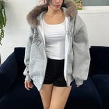 甘辛系ガールズ☆保温裏起毛！大きめファー付き英字ジップパーカーアウター | 17kg | 詳細画像7 