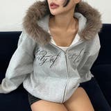 甘辛系ガールズ☆保温裏起毛！大きめファー付き英字ジップパーカーアウター | 17kg | 詳細画像9 