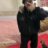 甘辛系ガールズ☆保温裏起毛！大きめファー付き英字ジップパーカーアウター | 17kg | 詳細画像16 