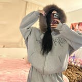 甘辛系ガールズ☆保温裏起毛！大きめファー付き英字ジップパーカーアウター | 17kg | 詳細画像4 