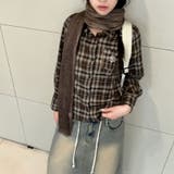 甘辛系ガールズ☆起毛チェック刺繍ローズタイトシャツ長袖 | 17kg | 詳細画像2