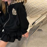 甘辛系ガールズ☆裏起毛厚手レオパード配色ワッペン英字パーカーアウター | 17kg | 詳細画像10 