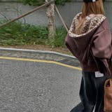 甘辛系ガールズ☆裏起毛厚手レオパード配色ワッペン英字パーカーアウター | 17kg | 詳細画像14 