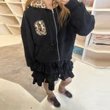 甘辛系ガールズ☆裏起毛厚手レオパード配色ワッペン英字パーカーアウター | 17kg | 詳細画像4 