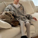 甘辛系ガールズ☆裏起毛厚手レオパード配色ワッペン英字パーカーアウター | 17kg | 詳細画像25 