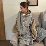 甘辛系ガールズ☆裏起毛厚手レオパード配色ワッペン英字パーカーアウター | 17kg | 詳細画像26 