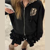 甘辛系ガールズ☆裏起毛厚手レオパード配色ワッペン英字パーカーアウター | 17kg | 詳細画像37 