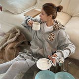 甘辛系ガールズ☆裏起毛厚手レオパード配色ワッペン英字パーカーアウター | 17kg | 詳細画像38 